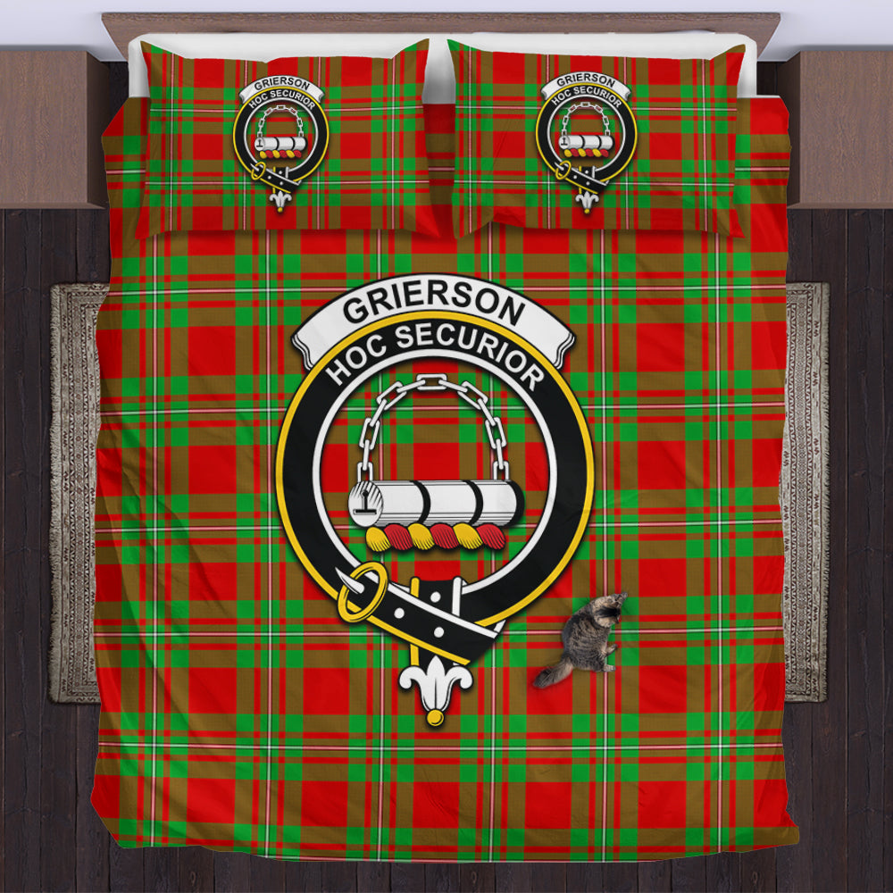 Grierson Tartan Bedding Set with Family Crest US Bedding Set - Tartan Vibes Clothing