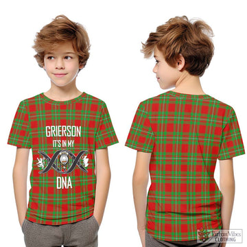Grierson Tartan Kid T-Shirt with Family Crest DNA In Me Style Youth XL Size14 - Tartan Vibes Clothing