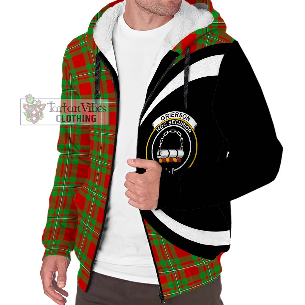 Grierson Tartan Sherpa Hoodie with Family Crest Circle Style Unisex S - Tartan Vibes Clothing