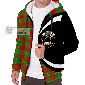 Grierson Tartan Sherpa Hoodie with Family Crest Circle Style Unisex S - Tartan Vibes Clothing