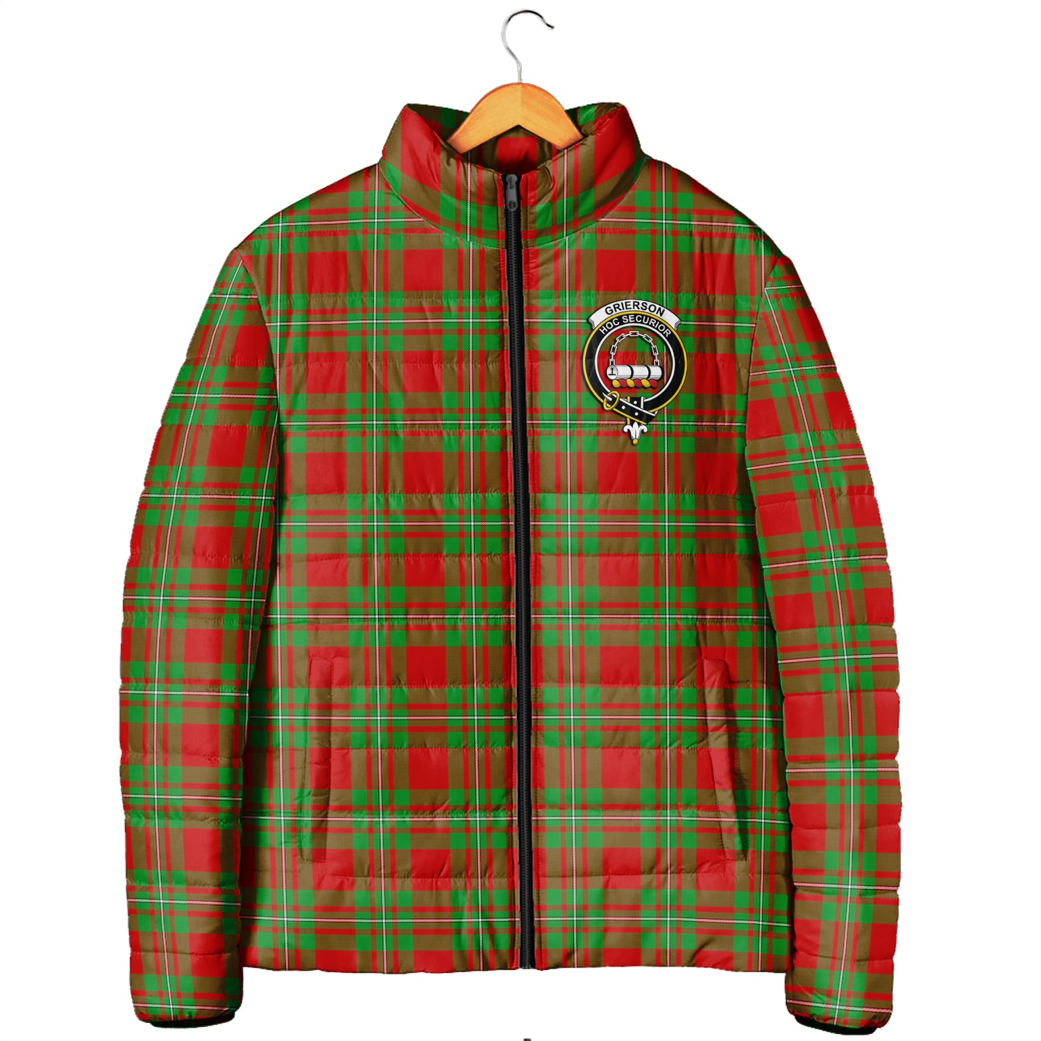 Grierson Tartan Padded Jacket with Family Crest Men's Padded Jacket - Tartan Vibes Clothing