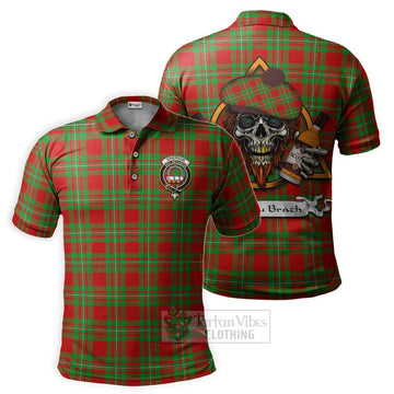 Grierson Tartan Polo Shirt with Family Crest and Bearded Skull Holding Bottles of Whiskey Kid - Tartan Vibes Clothing
