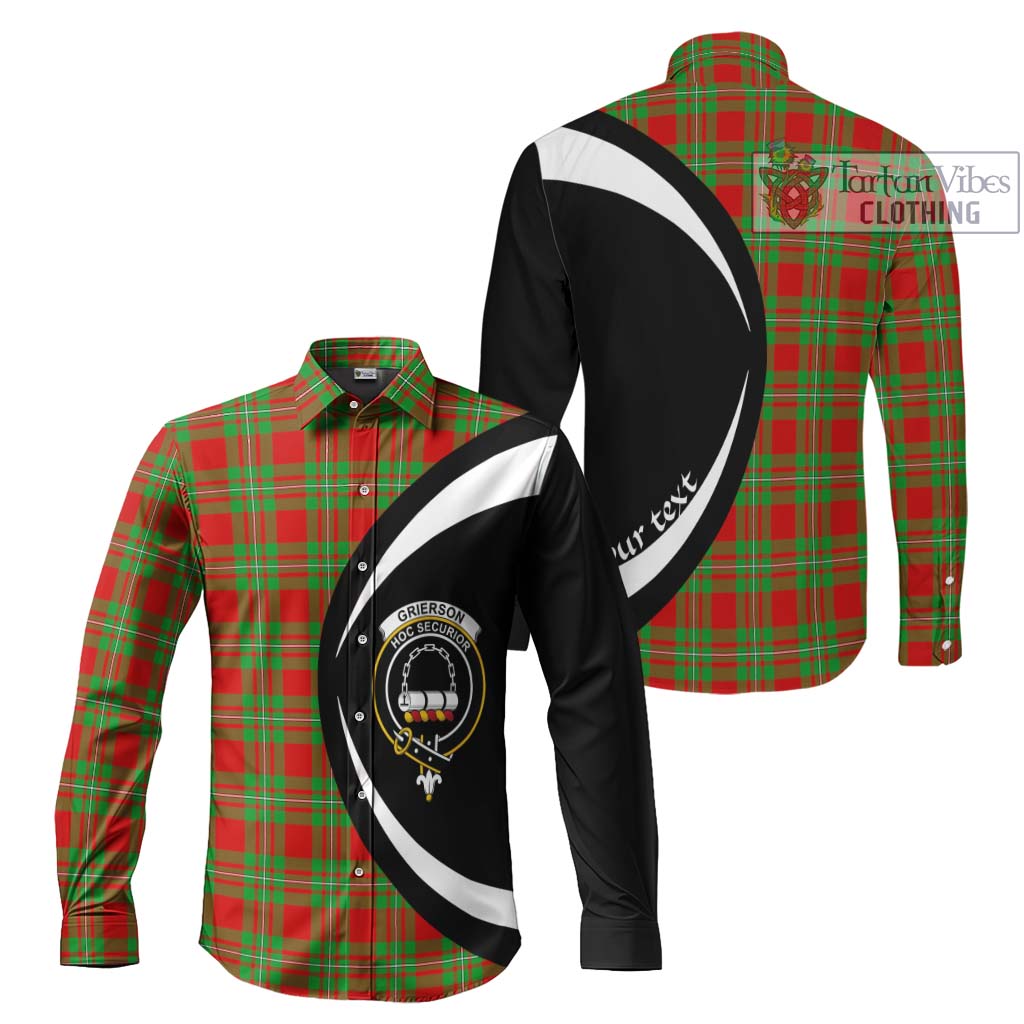 Grierson Tartan Long Sleeve Button Up with Family Crest Circle Style Men's Shirt S - Tartan Vibes Clothing