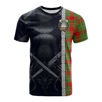 Tartan Vibes Clothing Grierson Tartan Cotton T-shirt with Family Crest Cross Sword Thistle Celtic Vibes