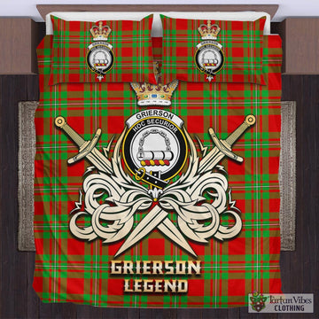 Grierson Tartan Bedding Set with Clan Crest and the Golden Sword of Courageous Legacy