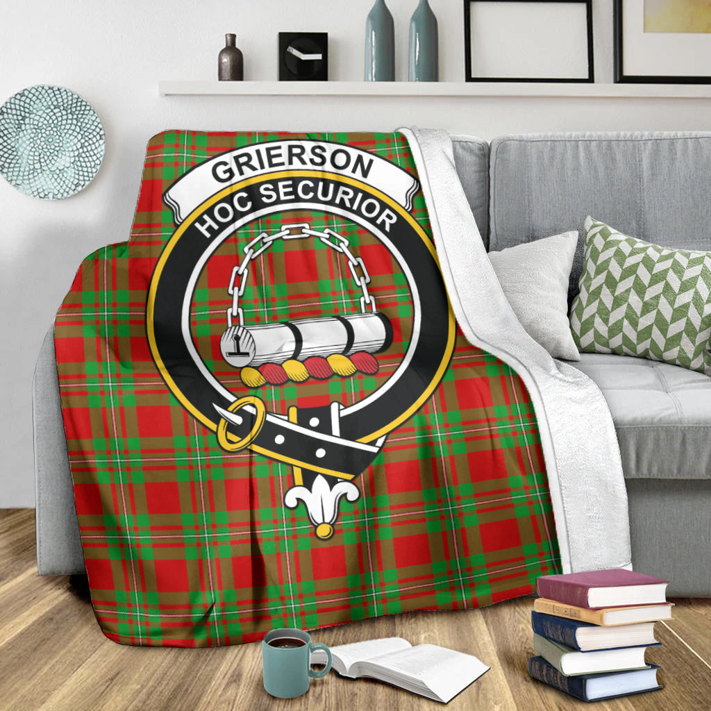 Grierson Tartan Blanket with Family Crest X-Large 59 x 79 inches 150 x 200 cm - Tartan Vibes Clothing