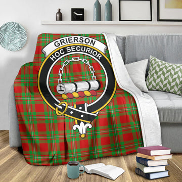 Grierson Tartan Blanket with Family Crest X-Large 59 x 79 inches 150 x 200 cm - Tartan Vibes Clothing