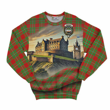 Grierson Tartan Family Crest Sweatshirt with Scottish Ancient Castle Style Unisex - Tartan Vibes Clothing