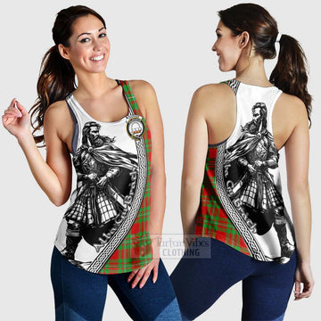 Grierson Tartan Clan Crest Women's Racerback Tanks with Highlander Warrior Celtic Style 4XL - Tartan Vibes Clothing