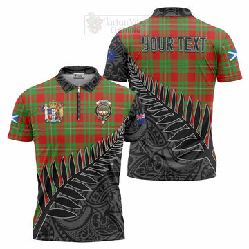 Grierson Crest Tartan Zipper Polo Shirt with New Zealand Silver Fern Half Style Unisex - Tartan Vibes Clothing