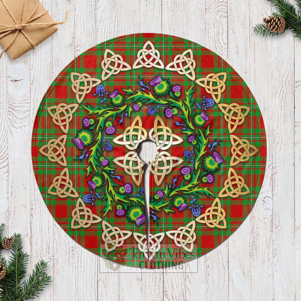 Tartan Vibes Clothing Grierson Tartan Christmas Tree Skirt with Thistle Celtic Knot Style