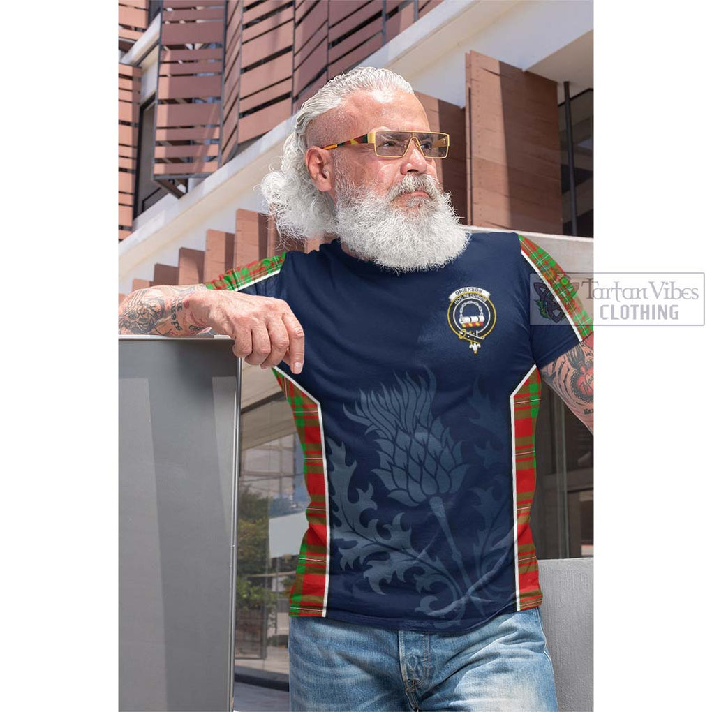 Tartan Vibes Clothing Grierson Tartan Cotton T-shirt with Family Crest and Scottish Thistle Vibes Sport Style