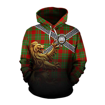 Grierson Crest Tartan Cotton Hoodie with Golden Lion Emblem Celtic Style Pullover Hoodie XS - Tartan Vibes Clothing