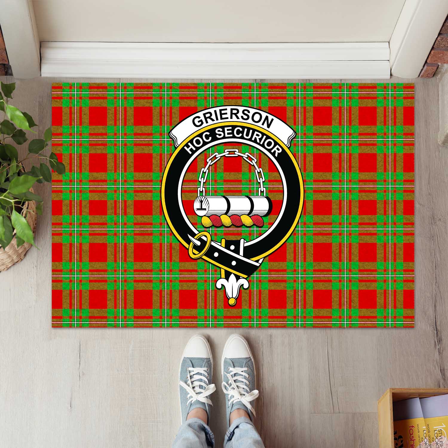 Grierson Tartan Rubber Doormat with Family Crest L 60*90cm - Tartan Vibes Clothing
