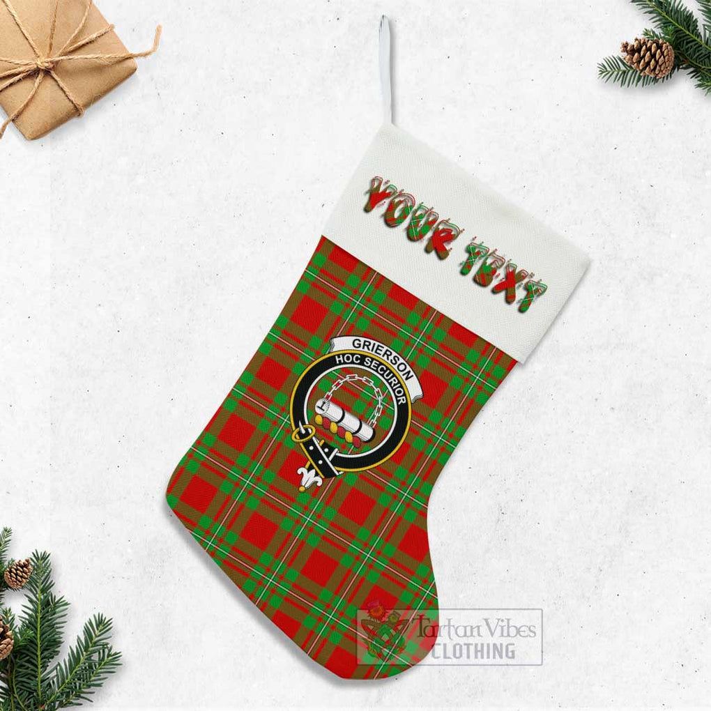 Grierson Tartan Family Crest Christmas Stocking with Personalized Text - Tartan Vibes Clothing