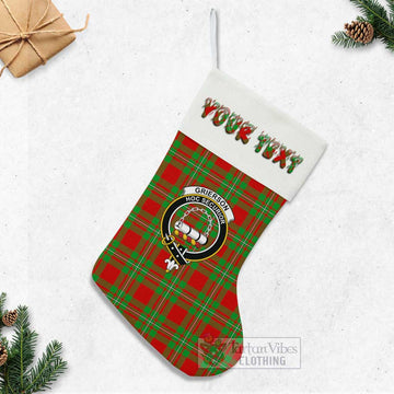Grierson Tartan Family Crest Christmas Stocking with Personalized Text - Tartan Vibes Clothing