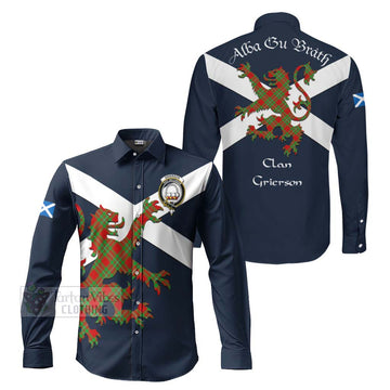 Grierson Tartan Lion Rampant Long Sleeve Button Shirt Proudly Display Your Heritage with Alba Gu Brath and Clan Name Men's Shirt S - Tartan Vibes Clothing