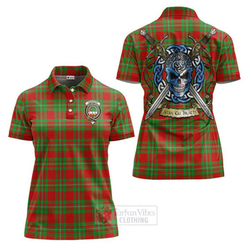 Grierson Tartan Women's Polo Shirt with Family Crest Celtic Skull Style Women - Tartan Vibes Clothing