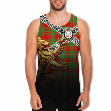 Grierson Crest Tartan Men's Tank Top with Golden Lion Emblem Celtic Style Men - Tartan Vibes Clothing