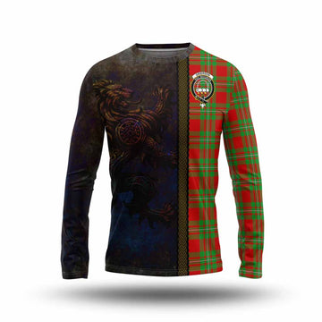 Tartan Vibes Clothing Grierson Tartan Family Crest Long Sleeve T-Shirt Alba Gu Brath Be Brave Lion Ancient Style