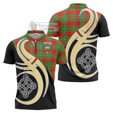 Grierson Tartan Zipper Polo Shirt with Family Crest and Celtic Symbol Style Unisex - Tartan Vibes Clothing