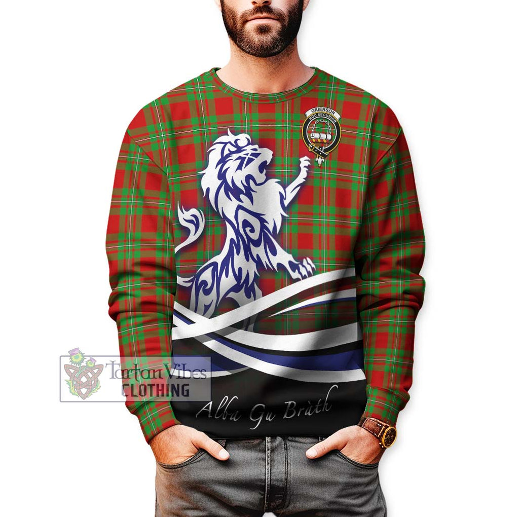 Grierson Tartan Sweatshirt with Alba Gu Brath Regal Lion Emblem Unisex - Tartan Vibes Clothing