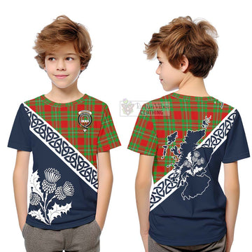 Grierson Tartan Kid T-Shirt Featuring Thistle and Scotland Map Youth XL Size14 - Tartan Vibes Clothing