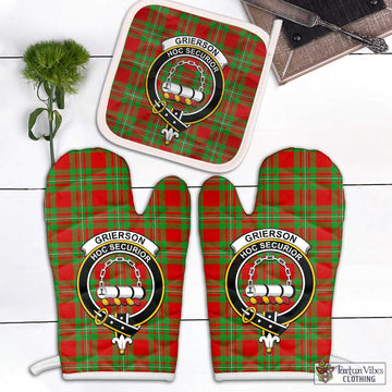 Grierson Tartan Combo Oven Mitt & Pot-Holder with Family Crest Combo 2 Oven Mitt & 1 Pot-Holder Black - Tartan Vibes Clothing