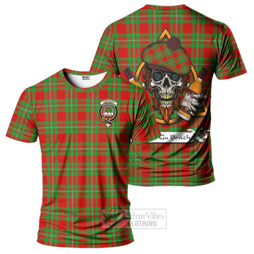 Grierson Tartan T-Shirt with Family Crest and Bearded Skull Holding Bottles of Whiskey Kid's Shirt - Tartan Vibes Clothing
