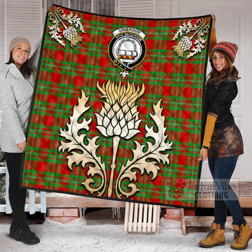 Tartan Vibes Clothing Grierson Tartan Quilt with Family Crest and Golden Thistle Style