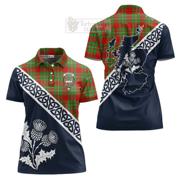 Grierson Tartan Women's Polo Shirt Featuring Thistle and Scotland Map Women - Tartanvibesclothing Store