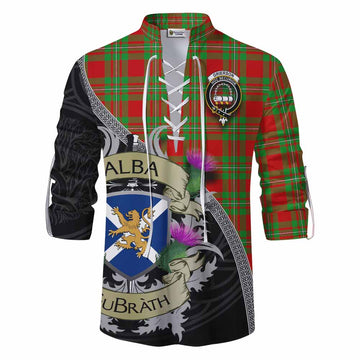 Grierson Tartan Family Crest Ghillie Kilt Shirt Lion Rampant Royal Thistle Shield Celtic Inspired Men - Tartan Vibes Clothing
