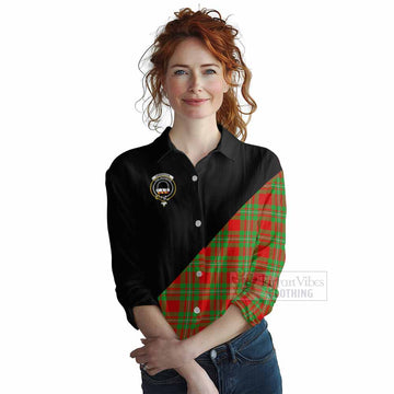 Grierson Tartan Women's Casual Shirt with Family Crest and Military Logo Style Female - Tartan Vibes Clothing