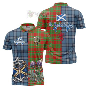 Grierson Tartan Zipper Polo Shirt Happy St. Andrew's Day Half Tartan Style Unisex - Tartan Vibes Clothing