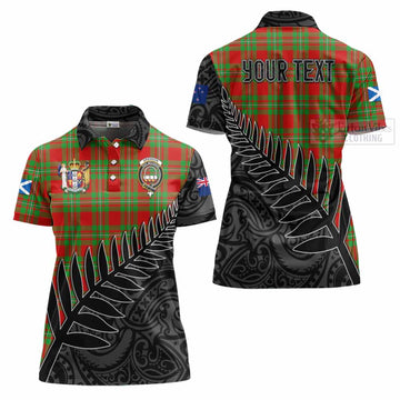 Grierson Crest Tartan Women's Polo Shirt with New Zealand Silver Fern Half Style Women - Tartan Vibes Clothing