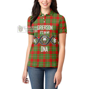 Grierson Tartan Women's Polo Shirt with Family Crest DNA In Me Style Women - Tartan Vibes Clothing