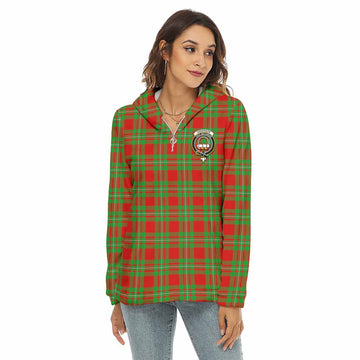 Grierson Tartan Women's Borg Fleece Hoodie with Half Zip with Family Crest Female - Tartan Vibes Clothing