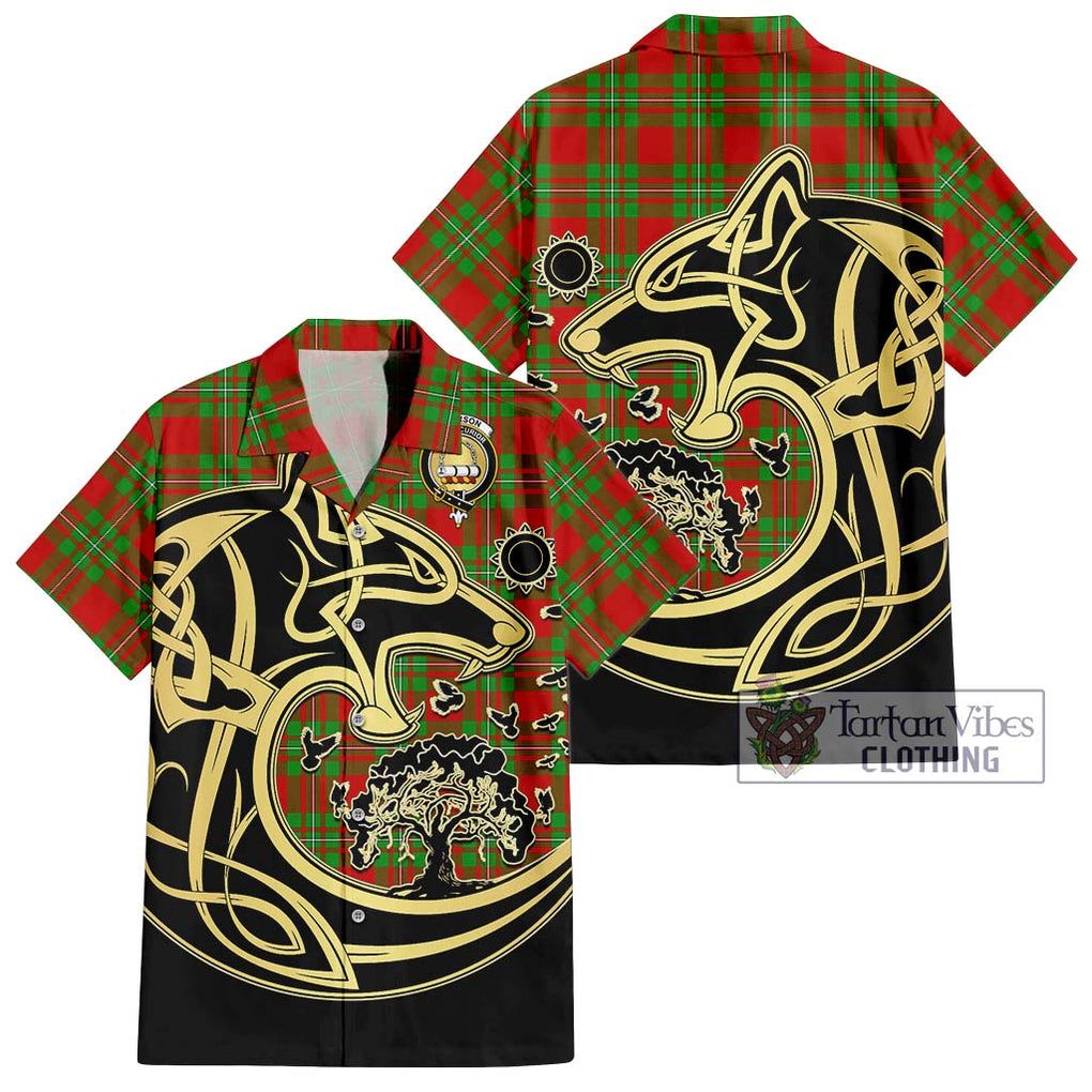 Grierson Tartan Hawaiian Shirt with Family Crest Celtic Wolf Style Kid - Tartan Vibes Clothing