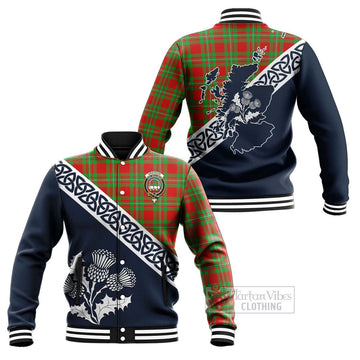 Grierson Tartan Baseball Jacket Featuring Thistle and Scotland Map Unisex - Tartan Vibes Clothing