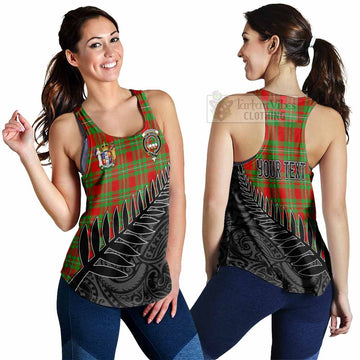 Grierson Crest Tartan Women's Racerback Tanks with New Zealand Silver Fern Half Style 4XL - Tartan Vibes Clothing