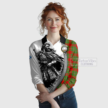 Grierson Tartan Clan Crest Women's Casual Shirt with Highlander Warrior Celtic Style Female - Tartan Vibes Clothing