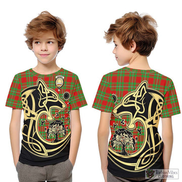 Grierson Tartan Kid T-Shirt with Family Crest Celtic Wolf Style Youth XL Size14 - Tartan Vibes Clothing