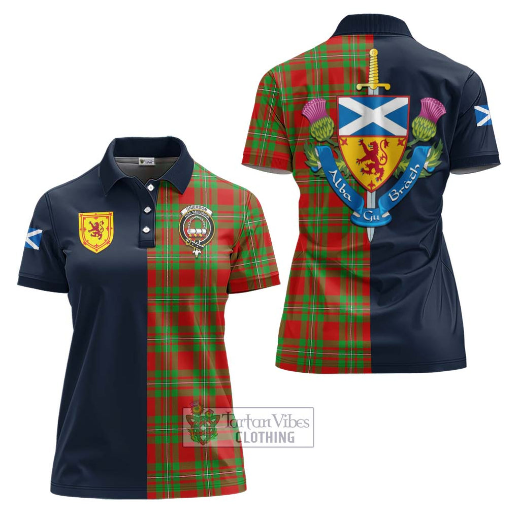 Grierson Tartan Women's Polo Shirt Alba with Scottish Lion Royal Arm Half Style Women - Tartan Vibes Clothing