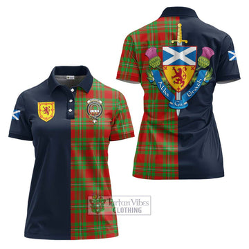 Grierson Tartan Women's Polo Shirt Alba with Scottish Lion Royal Arm Half Style Women - Tartan Vibes Clothing
