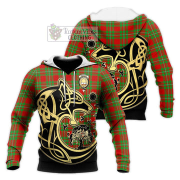 Grierson Tartan Knitted Hoodie with Family Crest Celtic Wolf Style Unisex Knitted Pullover Hoodie - Tartan Vibes Clothing