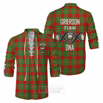 Grierson Tartan Ghillie Kilt Shirt with Family Crest DNA In Me Style Men - Tartan Vibes Clothing