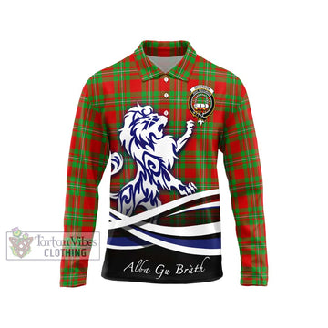 Grierson Tartan Long Sleeve Polo Shirt with Alba Gu Brath Regal Lion Emblem Unisex - Tartan Vibes Clothing