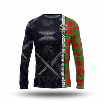 Grierson Tartan Long Sleeve T-Shirt with Family Crest Cross Sword Thistle Celtic Vibes Unisex - Tartan Vibes Clothing