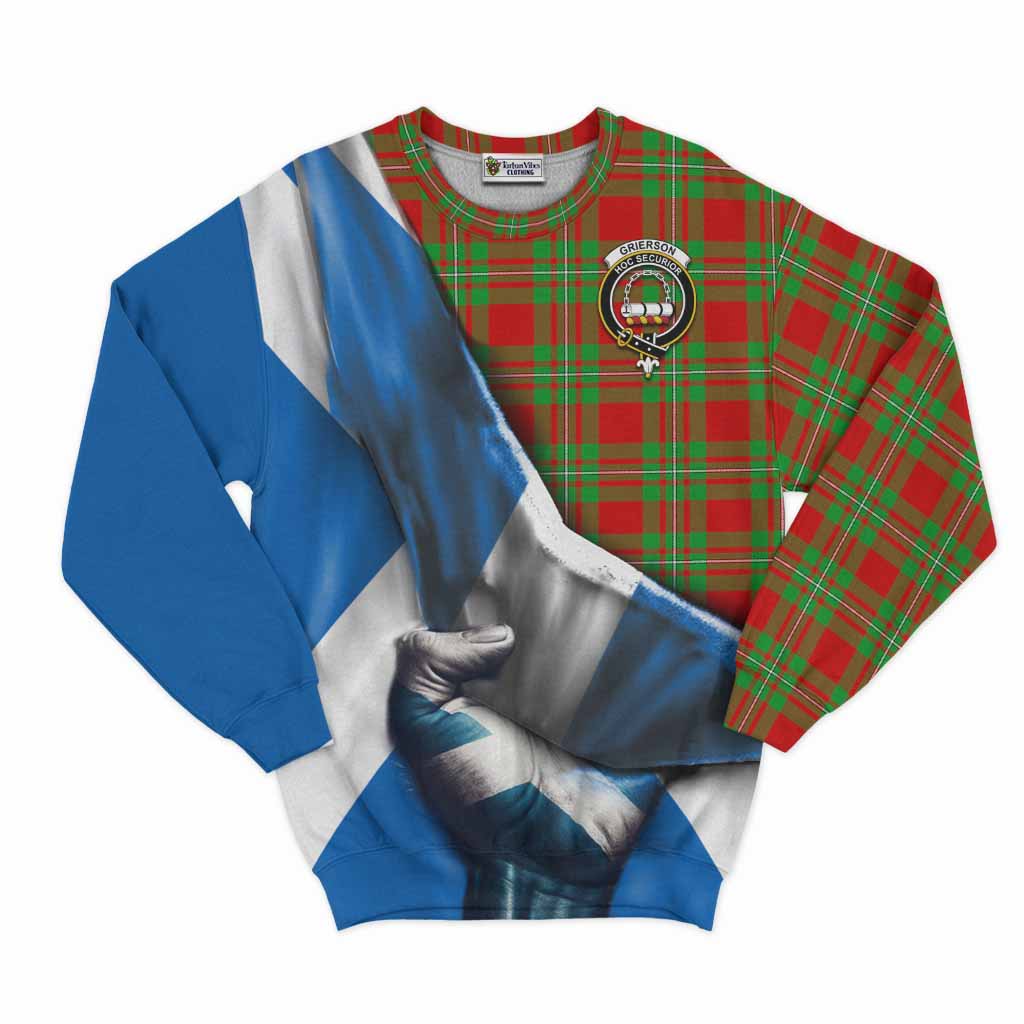 Grierson Tartan Sweatshirt with Family Crest Scotland Patriotic Style Unisex - Tartan Vibes Clothing