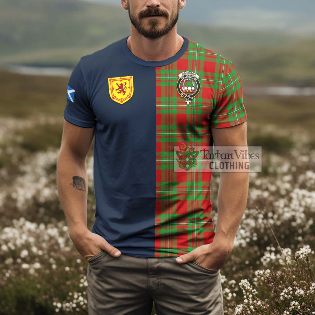 Grierson Tartan T-Shirt Alba with Scottish Lion Royal Arm Half Style - Tartan Vibes Clothing